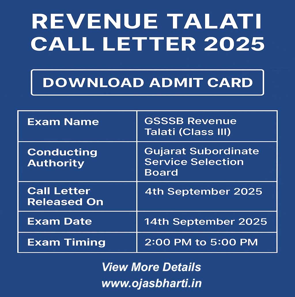 GSSSB Revenue Talati Call Letter 2025